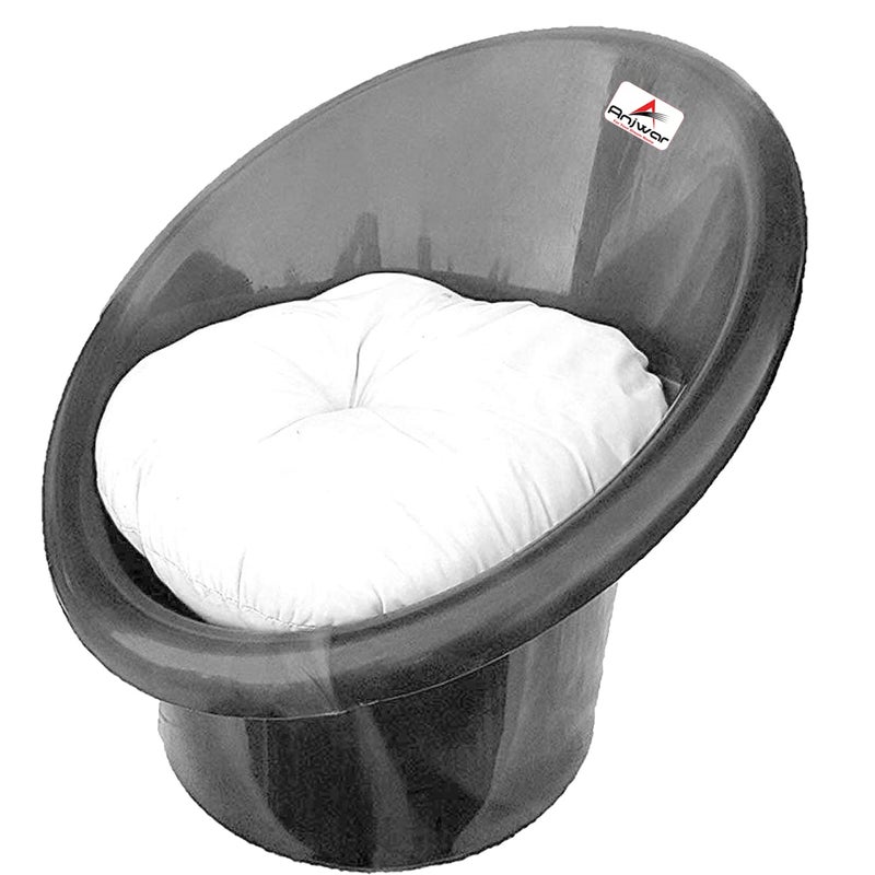 ANJWAR ANJWAR Plastic Tub ChairsArm ChairsChairs For Home Living RoomIndoor And Outdoor Chairs With Complimentary Cushions Set Of 02 Silver Black  - Image 3