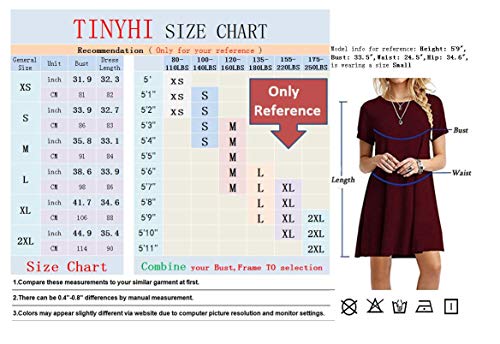 TINYHI Women's Swing Loose Short Sleeve Tshirt Fit Comfy Casual Flowy Tunic Cotton Dress Black,X-Large - Image 3