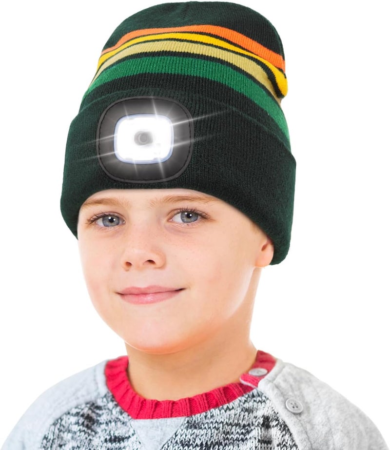YunTuo Store LED Beanie for Kids, Unisex Rechargeable Headlamp Hat Winter Night Lighted Cap, Gifts for Kids Boys Girls - Image 1