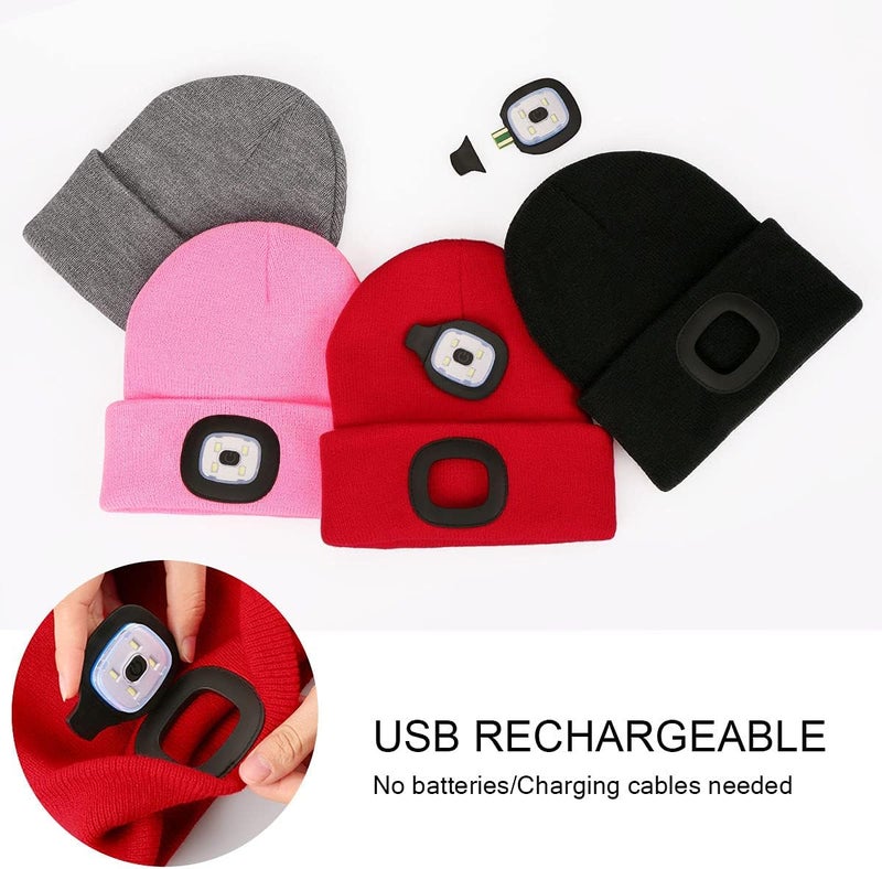 YunTuo Store LED Beanie for Kids, Unisex Rechargeable Headlamp Hat Winter Night Lighted Cap, Gifts for Kids Boys Girls - Image 2