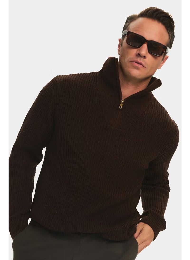 JUNE Men's Regular Fit Turtleneck Zippered Knitwear Sweater - Image 1