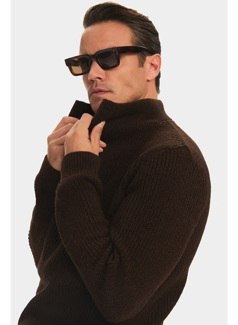 JUNE Men's Regular Fit Turtleneck Zippered Knitwear Sweater - Image 2
