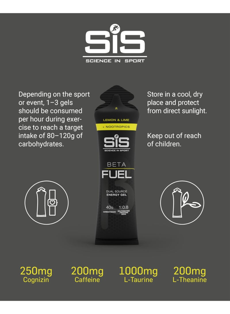 SIS Beta Fuel Energy Gels + Nootropics | Cognizin Citicoline | 40g Carbohydrates | 1:0.8 Maltodextrin:Fructose Ratio | Easily Digestible | Running Gels | Lemon & Lime Flavour | 6 Pack - Image 4