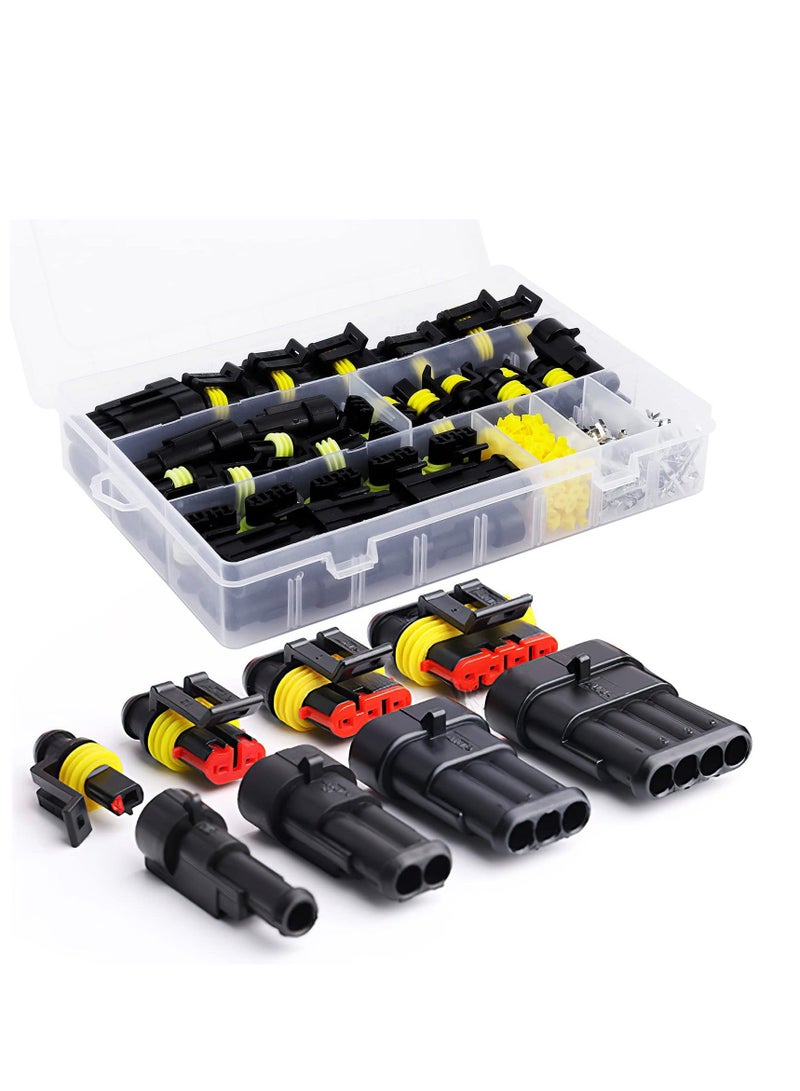 352 Pcs Waterproof Electrical Connectors Kit for Automotive and Motorcycle, Includes 1-4 Pin Truck Harness Plugs and Car Spark Plug Connectors for Cars and Trucks. - Image 1