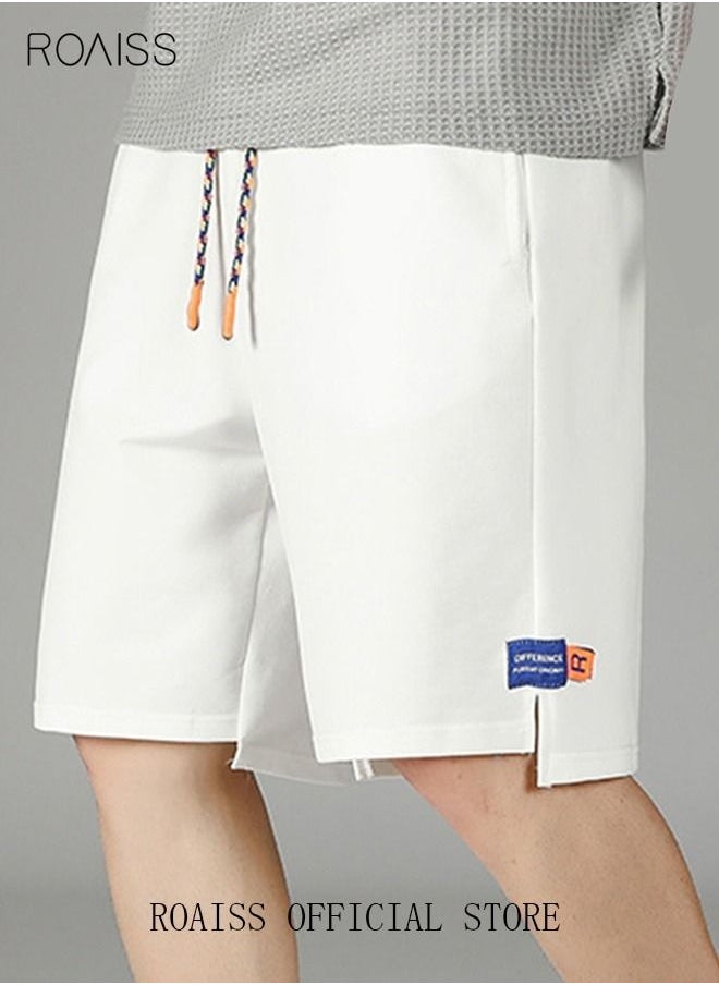 roaiss Men's Casual Swimming Trunks Beachwear Drawstring Waist Beach Pants Loose Five Point Pants Sports Running Boxer Swim Shorts Swimsuit Summer Everyday Clothing White  - Image 2