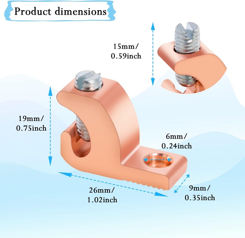 Swess Pool Bonding Lug Lay in connector Lay in Lugs with High Conductivity Copper Alloy for Grounding Swimming Pool and Conduits 414 Wire Range20Packs - Image 2