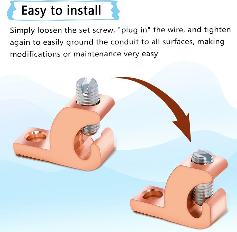 Swess Pool Bonding Lug Lay in connector Lay in Lugs with High Conductivity Copper Alloy for Grounding Swimming Pool and Conduits 414 Wire Range20Packs - Image 3