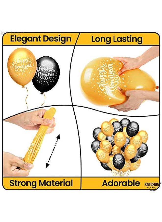 KATCHON Huge Happy New Year Balloons Pack Of 50 | Happy New Year Latex Balloons For New Years Eve Party Supplies 2022 | New Years Balloons For Happy New Year Decorations 2022 | New Years Balloons 2022  - Image 5