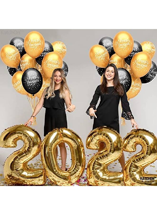 KATCHON Huge Happy New Year Balloons Pack Of 50 | Happy New Year Latex Balloons For New Years Eve Party Supplies 2022 | New Years Balloons For Happy New Year Decorations 2022 | New Years Balloons 2022  - Image 2