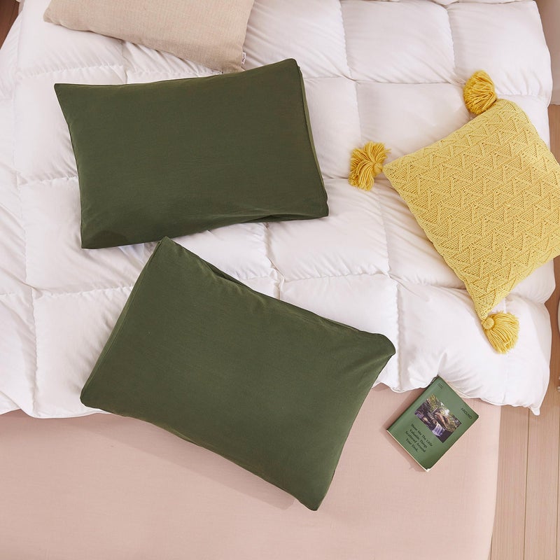 ECOCOTT Ecocott 100% Natural Cotton Pillowcases King Size Avocado Green 2 Pack Pillow Cases with Envelope Closure (King  20""x36"")  - Image 3