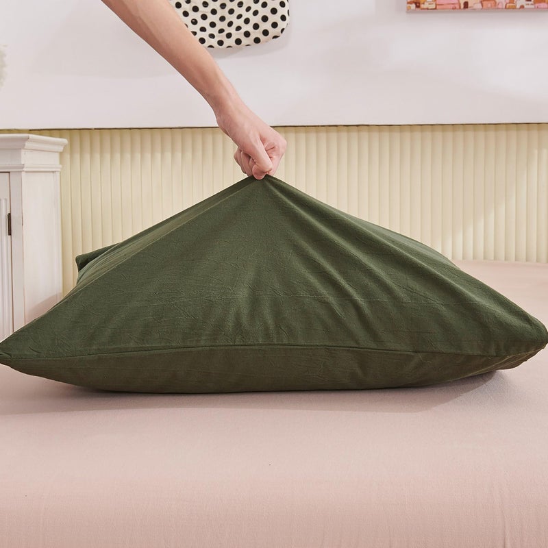 ECOCOTT Ecocott 100% Natural Cotton Pillowcases King Size Avocado Green 2 Pack Pillow Cases with Envelope Closure (King  20""x36"")  - Image 4