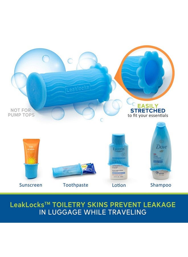 Rinseroo LeakLocks® Toiletry Skins™ Elastic Sleeve for Leak Proofing Travel Container in Luggage. For Standard and Travel Sized Toiletries. Reusable Accessory for Travel Bag Suitcase and Carry-on Luggage - Image 2