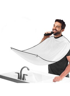 General Beard Bib Apron for Men, Gift Beard Trimming Catcher Bib for Shaving and Hair Clippings, Waterproof Non-Stick Hair Catcher Grooming Cloth with 2 Suction Cups,White  - Image 1