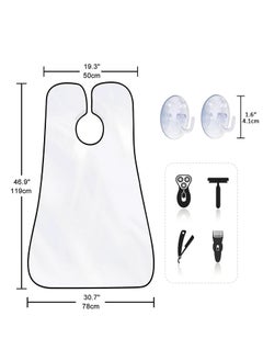 General Beard Bib Apron for Men, Gift Beard Trimming Catcher Bib for Shaving and Hair Clippings, Waterproof Non-Stick Hair Catcher Grooming Cloth with 2 Suction Cups,White  - Image 2
