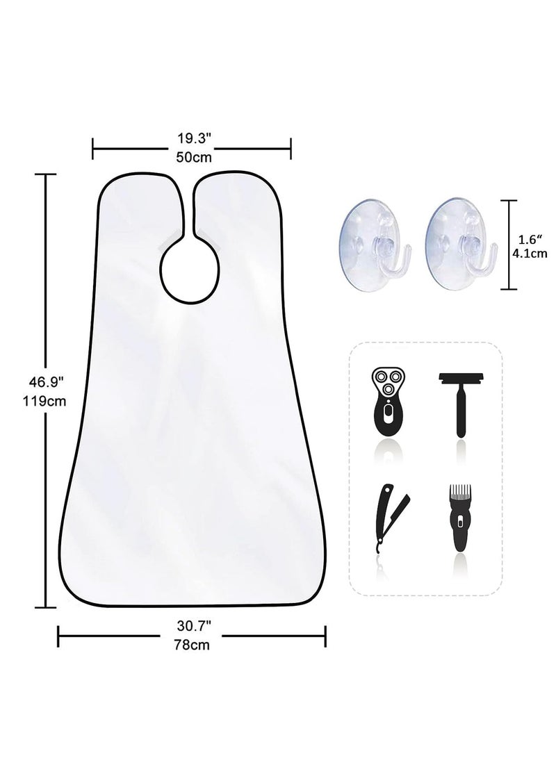 عام مريلة اللحية للرجال، مريلة هدية لتشذيب اللحية للحلاقة وقص الشعر، قطعة قماش مقاومة للماء غير لاصقة لالتقاط الشعر مع كوبين شفط، باللون الأبيض - Image 2