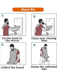 General Beard Bib Apron for Men, Gift Beard Trimming Catcher Bib for Shaving and Hair Clippings, Waterproof Non-Stick Hair Catcher Grooming Cloth with 2 Suction Cups,White  - Image 3