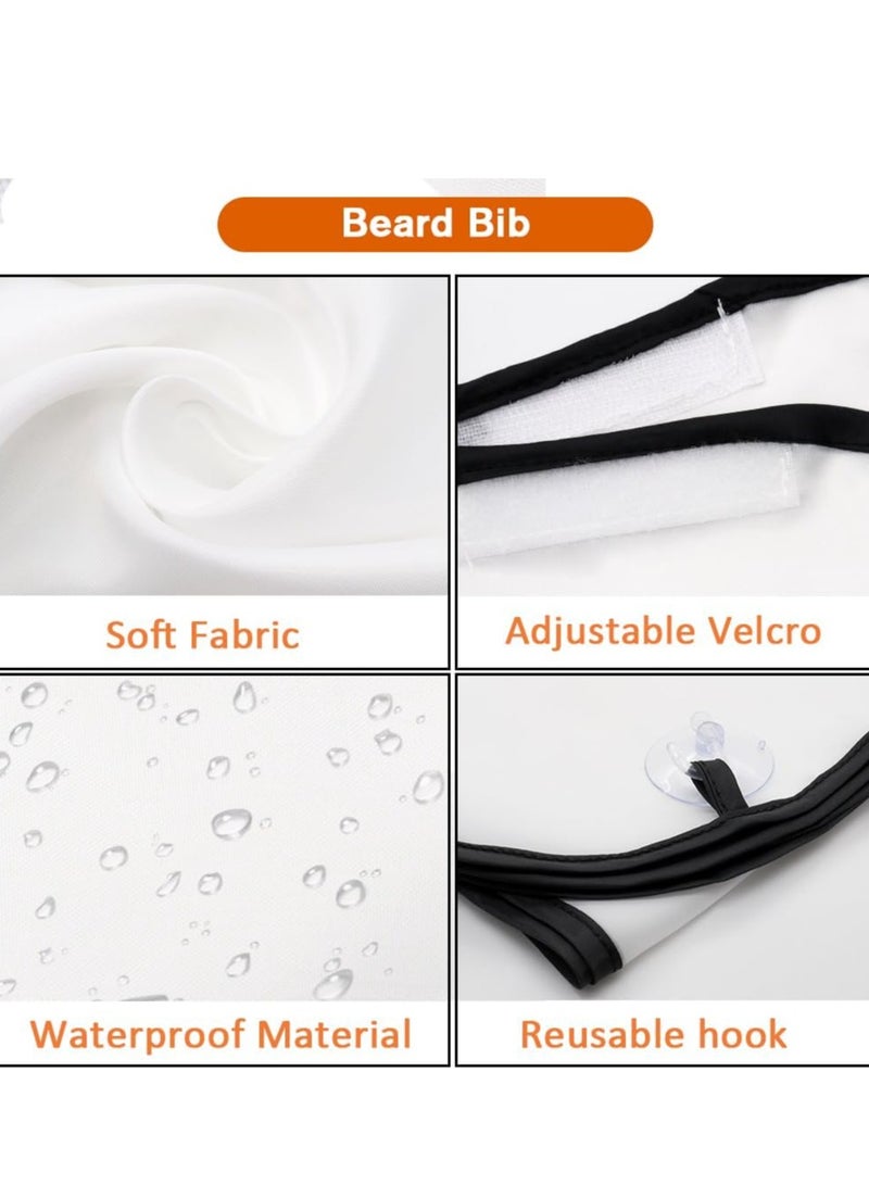عام مريلة اللحية للرجال، مريلة هدية لتشذيب اللحية للحلاقة وقص الشعر، قطعة قماش مقاومة للماء غير لاصقة لالتقاط الشعر مع كوبين شفط، باللون الأبيض - Image 4