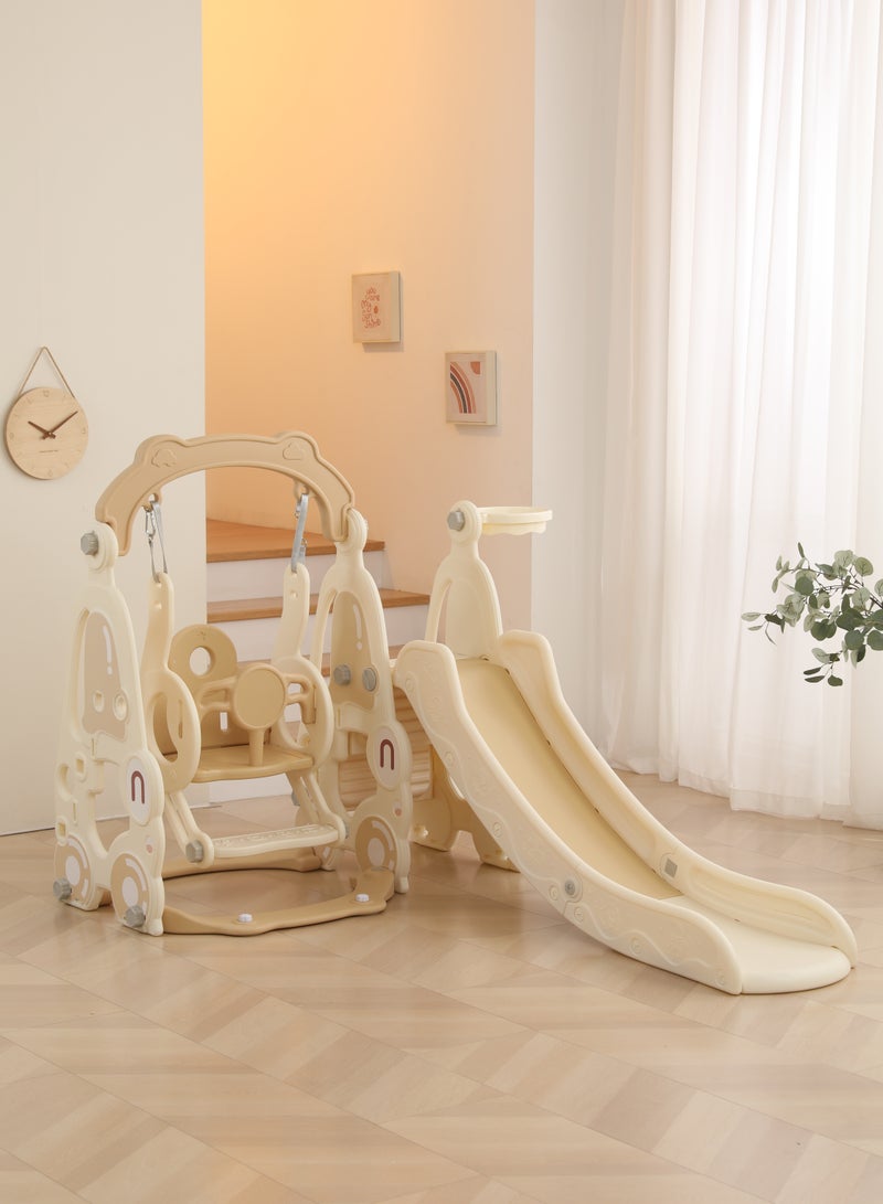 فول جوي مجموعة زحليقة وأرجوحة مع حلقة كرة سلة 3*1 للأطفال،مجموعة ملعب داخلي وخارجي للأطفال الصغار،مجموعة ألعاب تسلق للأطفال - Image 2