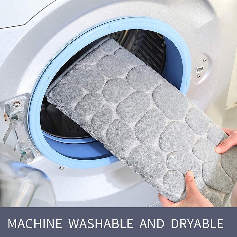 KIDINGTON Water Absorbing Stone Bathroom MatBathroom Rug Shower Mat Decorative NonSlip for Door MatHome Floor Mat Water Absorbent and Machine Washable for Bathroom Laundry Kitchen Grey - Image 5