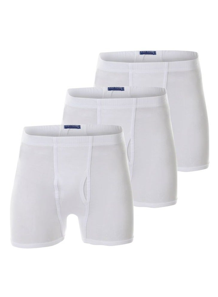 Cottonil Pack of 3 White Combed Cotton 100% Short Underwear for Men - Image 4