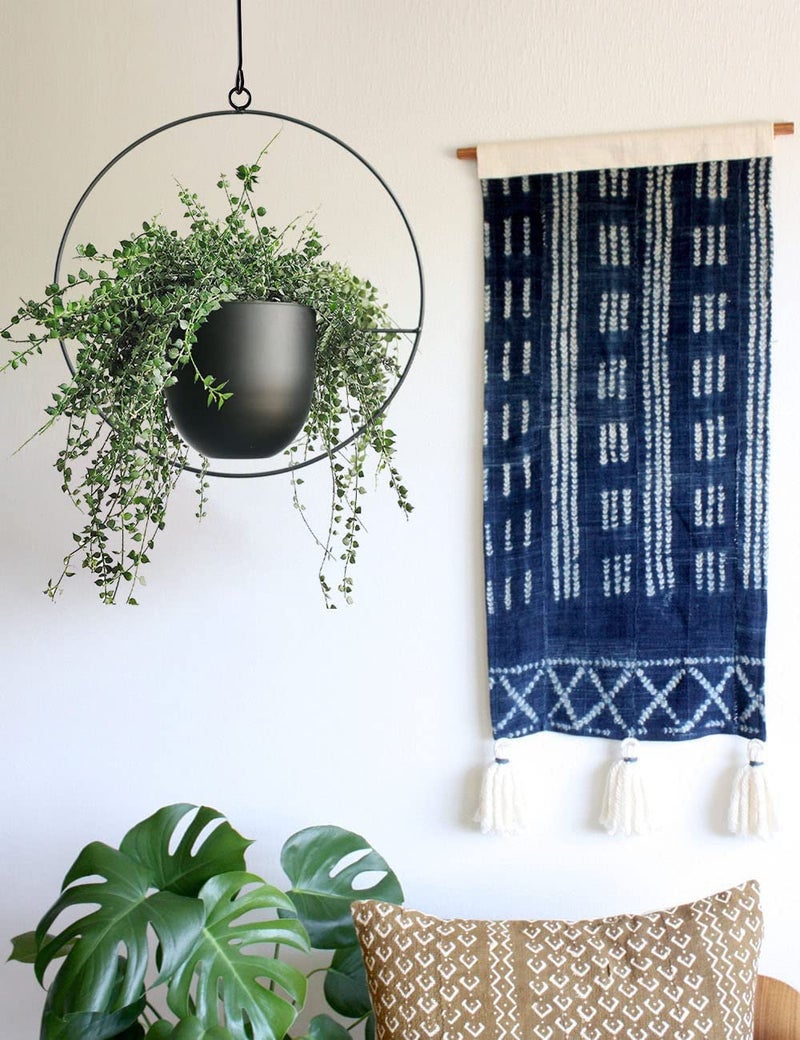 ABETREE Hanging Planter for Indoor Outdoor Plants Metal Mid Century Minimalist Wall Ceiling Plant Hanger, Hanging Flower Pot Basket Holder for Home Office Décor(Black) - Image 2
