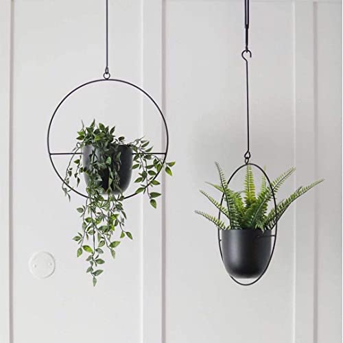 ABETREE Hanging Planter for Indoor Outdoor Plants Metal Mid Century Minimalist Wall Ceiling Plant Hanger, Hanging Flower Pot Basket Holder for Home Office Décor(Black) - Image 5