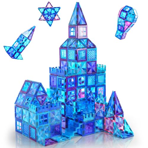 AFUNX Magnetic Tiles 116PCS Magnet Building Blocks 3D Diamond Magnetic Blocks Construction Stem Toys for Kids Educational Toys for Boys Girls Ages 3 4 5 6 7 8 116 PCS - Image 1