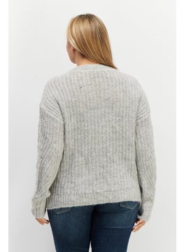 ESPRIT Women Crew Neck Knitted Sweaters, Grey  - Image 2