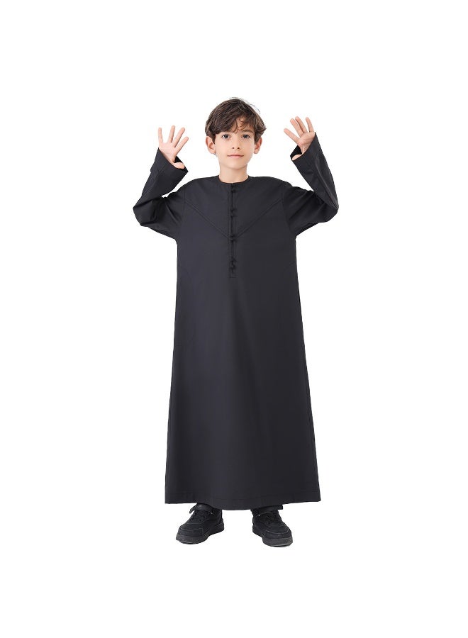 نيبمينينت Boy's Muslim Clothes Durable Kaftan Robe Dubai Long Gown Ethnic Clothes,1pc Soft Robe - Image 2