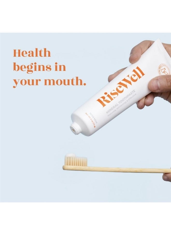 RiseWell - Mineral Toothpaste - Natural Hydroxyapatite Toothpaste - Fluoride-Free, SLS-Free, Natural Remineralizing Toothpaste for Sensitive Teeth - Made by Dentists Toothpaste, Wild Mint 4 Oz - Image 1