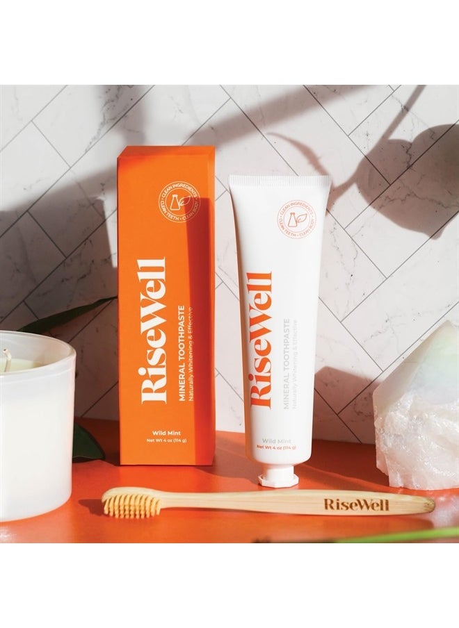 RiseWell - Mineral Toothpaste - Natural Hydroxyapatite Toothpaste - Fluoride-Free, SLS-Free, Natural Remineralizing Toothpaste for Sensitive Teeth - Made by Dentists Toothpaste, Wild Mint 4 Oz - Image 1