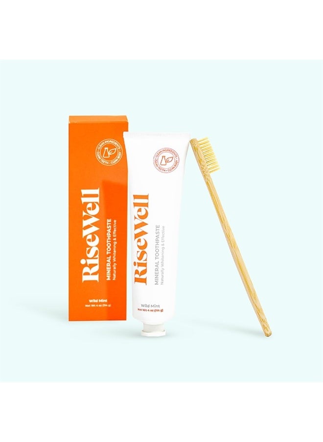 RiseWell - Mineral Toothpaste - Natural Hydroxyapatite Toothpaste - Fluoride-Free, SLS-Free, Natural Remineralizing Toothpaste for Sensitive Teeth - Made by Dentists Toothpaste, Wild Mint 4 Oz - Image 1