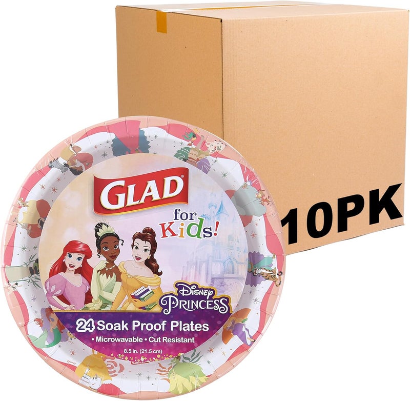 Glad for Kids Disney Mickey & Friends Disposable Paper Plates, Magic is in All of Us - Heavy Duty, Soak Proof, Microwavable, Kid-Friendly Snack Plates for Everyday Use, 8.5 Inch, 24 Count - 10 Pack - Image 1