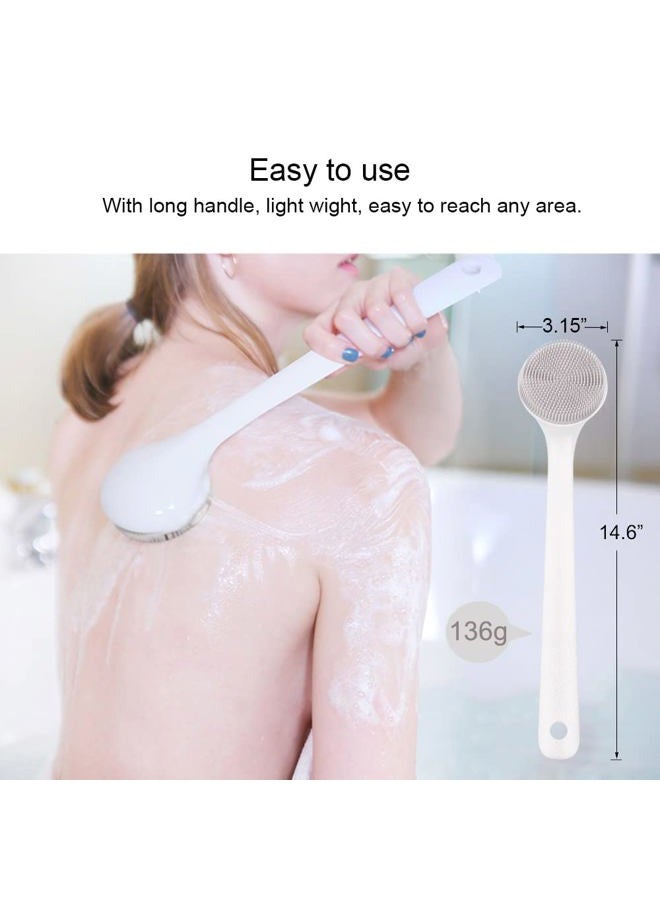 V-TOP Silicone Back Scrubber for Shower, Exfoliating Body Scrubber with Handle, Soft Shower Scrub Exfoliator Brush for Men and Women, BPA Free, Non-Slip (Grey) - Image 3