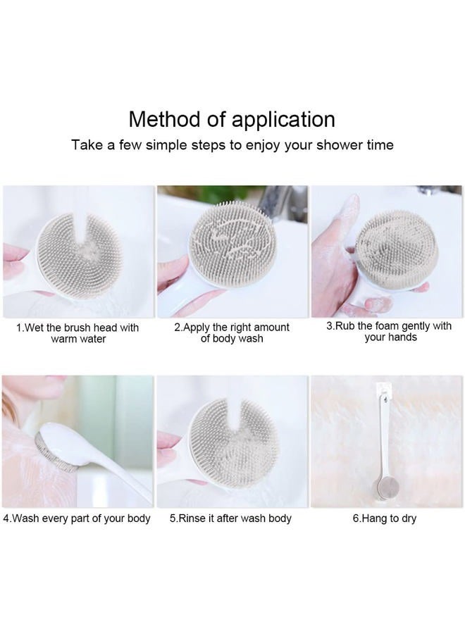 V-TOP Silicone Back Scrubber for Shower, Exfoliating Body Scrubber with Handle, Soft Shower Scrub Exfoliator Brush for Men and Women, BPA Free, Non-Slip (Grey) - Image 4