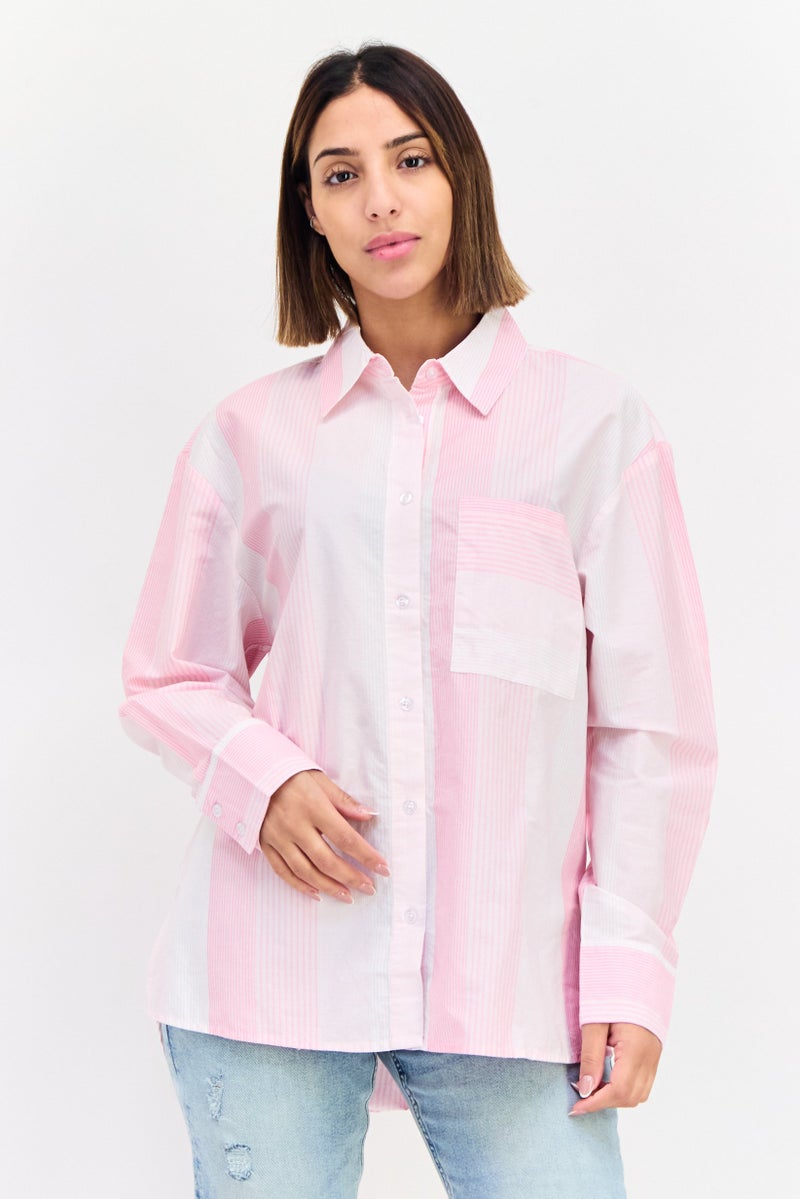 XOXO Women Regular Fit Stripe Long Sleeves Casual Shirt, Multicolor - Image 1