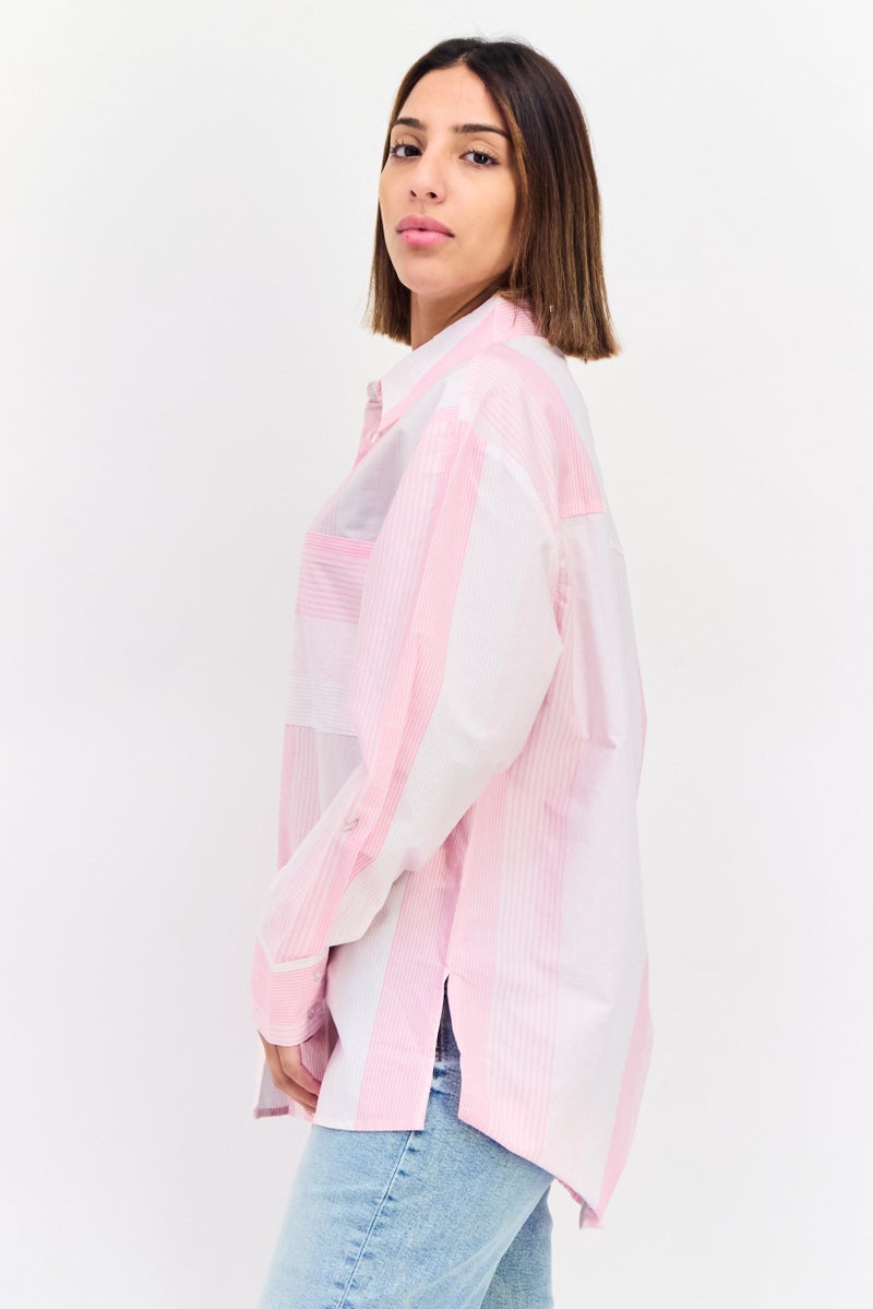 XOXO Women Regular Fit Stripe Long Sleeves Casual Shirt, Multicolor - Image 3