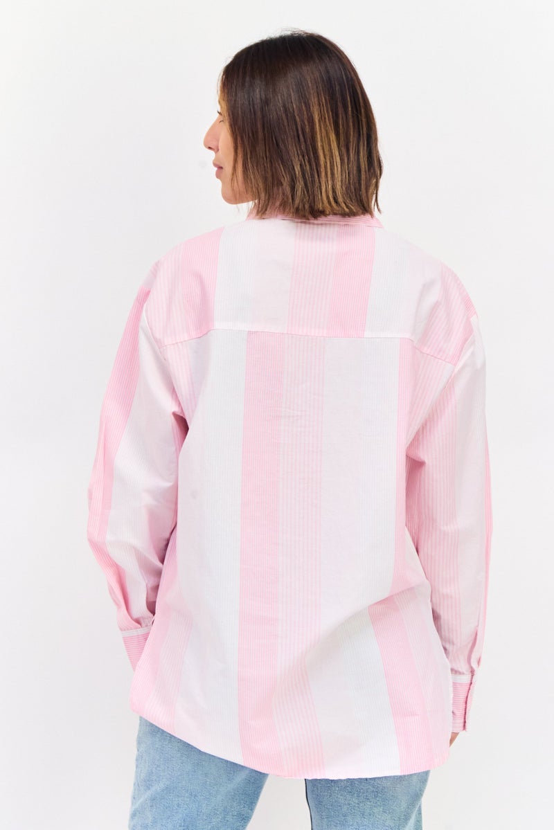 XOXO Women Regular Fit Stripe Long Sleeves Casual Shirt, Multicolor - Image 4