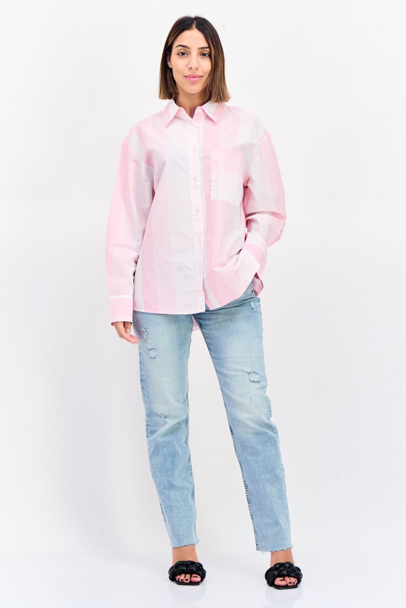 XOXO Women Regular Fit Stripe Long Sleeves Casual Shirt, Multicolor - Image 2