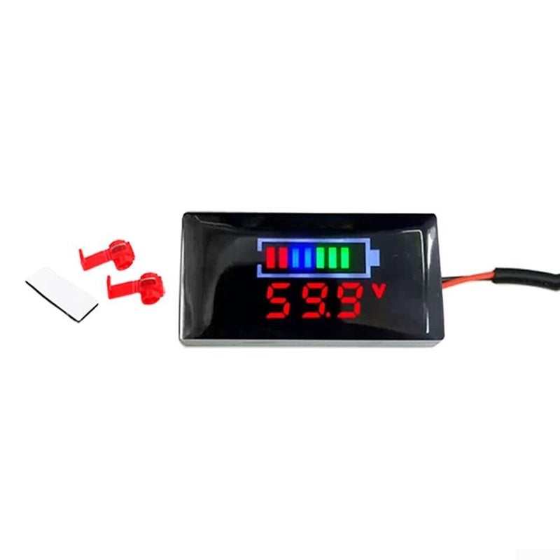 DC 7V 100V فولتميتر رقمي مع شاشة LCD و إنذار أمان لاختبار بطارية الدراجة النارية والمركبات الكهربائية باللون الأحمر - Image 2