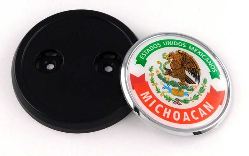 Car Chrome Decals Michoacan Mexico Car Truck Grill Black Badge 3.5" grille chrome emblem - Image 1