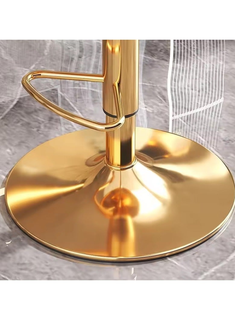 DubaiGallery Velvet Swivel Golden Bar Chair Adjustable 360" Rotating Gold Metal High Stool With Backrest For Cafes And Bars - Image 4
