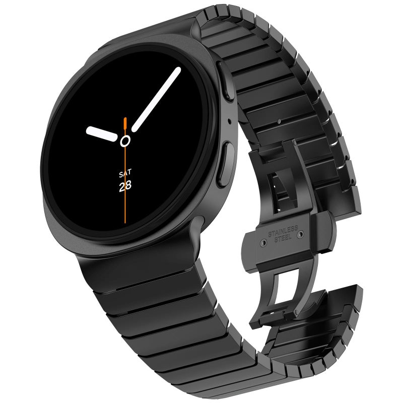 For Samsung Galaxy Watch8 / Watch8 Classic One Beads erfly Buckle Stainless Steel Watch Band(Black) - Image 1