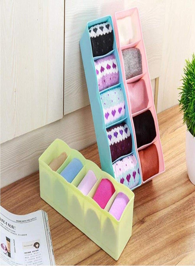 JALCON Plastic Socks Undergarments Clothing Storage Drawer Organizer Set of 4, 5-Compartments Innerwear Socks Storage Drawer Organizer 4PCS (Colour May Vary) (Made in India) - Image 4
