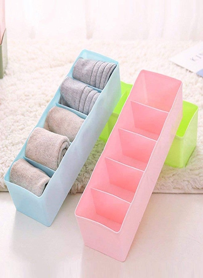 JALCON Plastic Socks Undergarments Clothing Storage Drawer Organizer Set of 4, 5-Compartments Innerwear Socks Storage Drawer Organizer 4PCS (Colour May Vary) (Made in India) - Image 2
