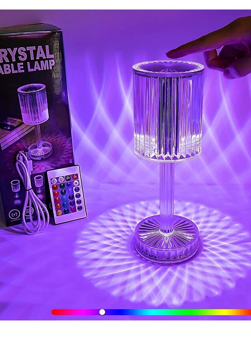 ELTRAZONE مصباح كريستال غاتسبي مع تحكم باللمس، مصباح RGB يتغير لونه بـ 16 لون، مصباح طاولة أكريليك مع جهاز تحكم عن بعد، مصباح ماسي لطاولة السرير، لغرفة المعيشة، غرفة النوم، ديكور الحفلات - Image 1