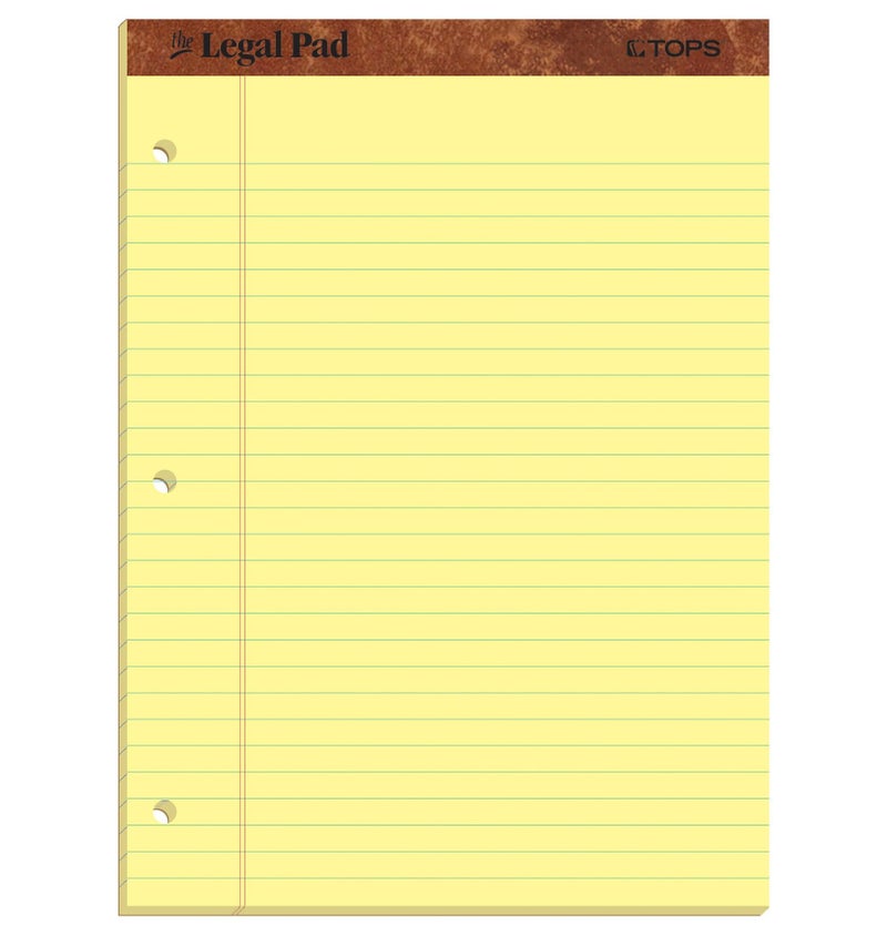 TOPS TOPS The Legal Pad Writing Pads 812 x 1134 Canary Paper Legal Rule 50 Sheets 12 Pack 75351