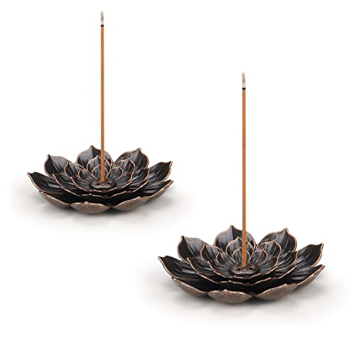 SLKIJDHFB Incense Burner - Lotus Stick Incense Holder 6 Incense Holes with Detachable Ash Catcher 2Pcs - Image 1