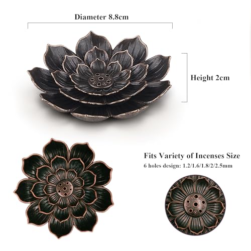 SLKIJDHFB Incense Burner - Lotus Stick Incense Holder 6 Incense Holes with Detachable Ash Catcher 2Pcs - Image 2