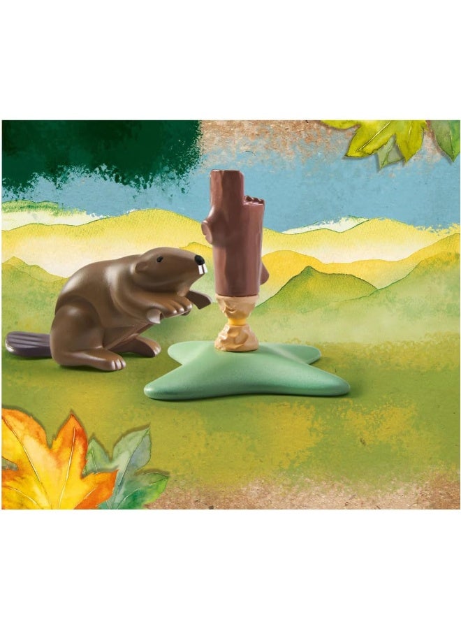 بلاي موبيل بلايموبيل ويلتوبيا – طقم لعب القندس مع شخصيات، مجسم قندس، إكسسوارات موطن وعناصر إبداعية للعب خيالي عن الحياة البرية | موديل 71291 | لعبة إبداعية للأطفال من عمر 4 سنوات فما فوق | 71291 - Image 4